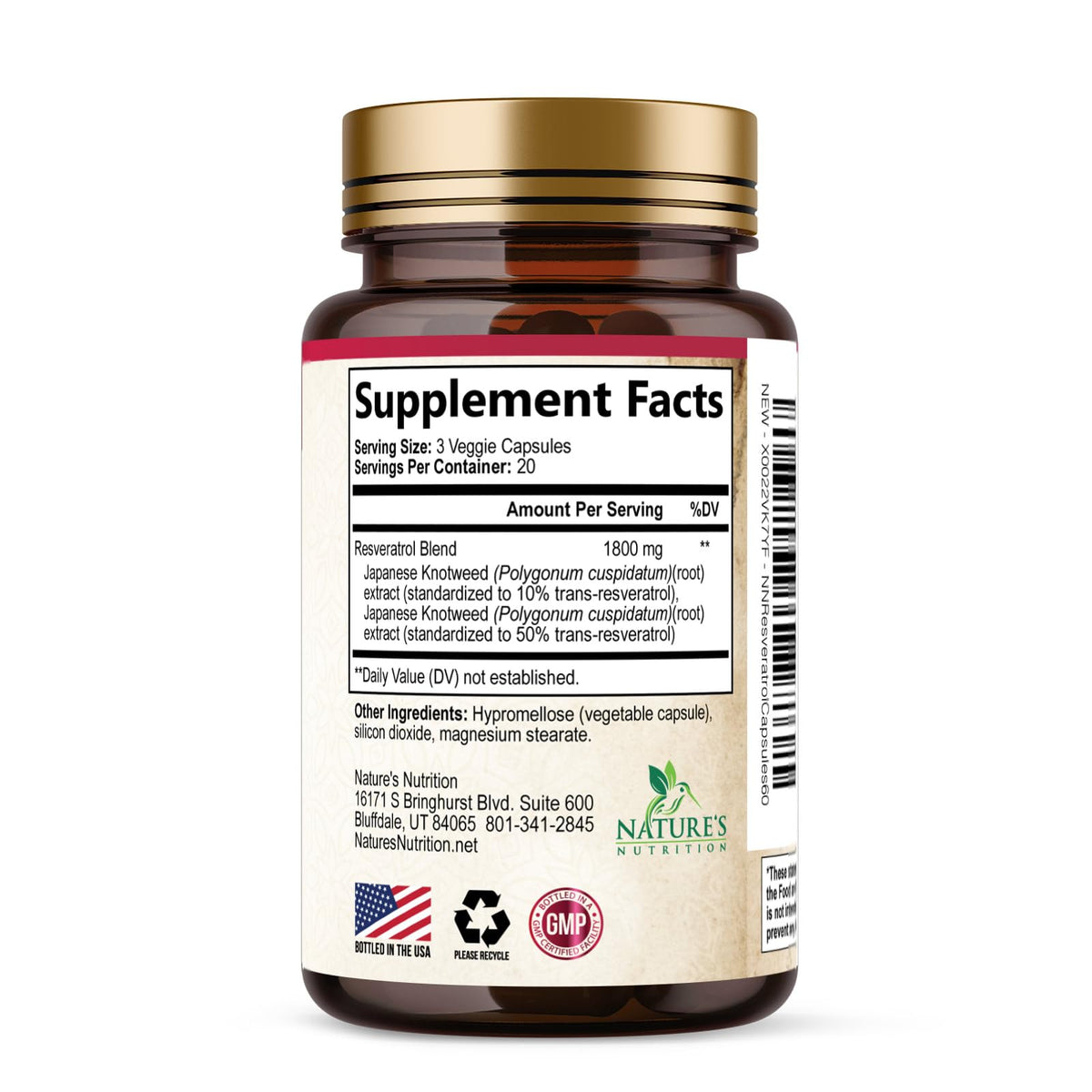Nature's Nutrition Resveratrol Complex 1800 mg - 3x Strength