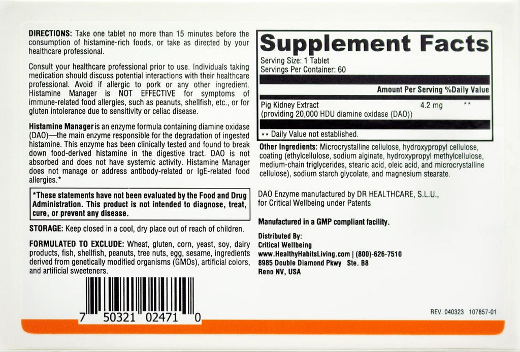 Healthy Habits Living Histamine Manager