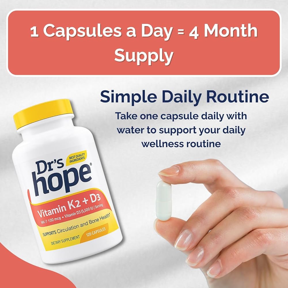 Dr’s Hope Dr's Hope Vitamin K2 MK-7 + D3 5000 IU Bone Support - 120 Capsules - image 7
