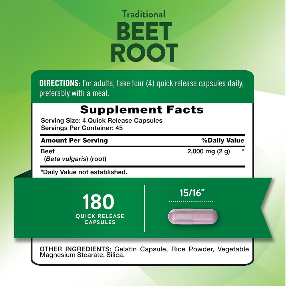 Nature's Truth Beet Root Capsules 2,000mg - 180 Count - image 2