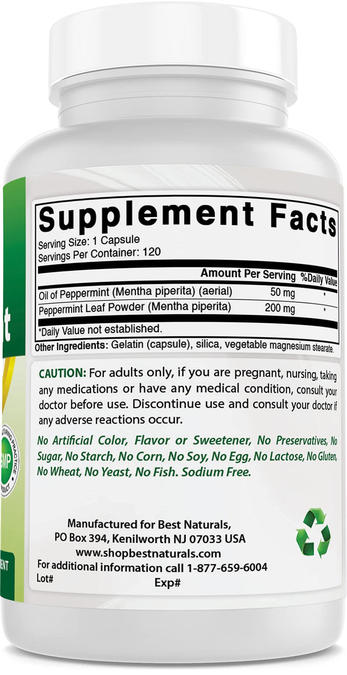 Best Naturals Peppermint Oil 250 mg - 360 Capsules - image 6
