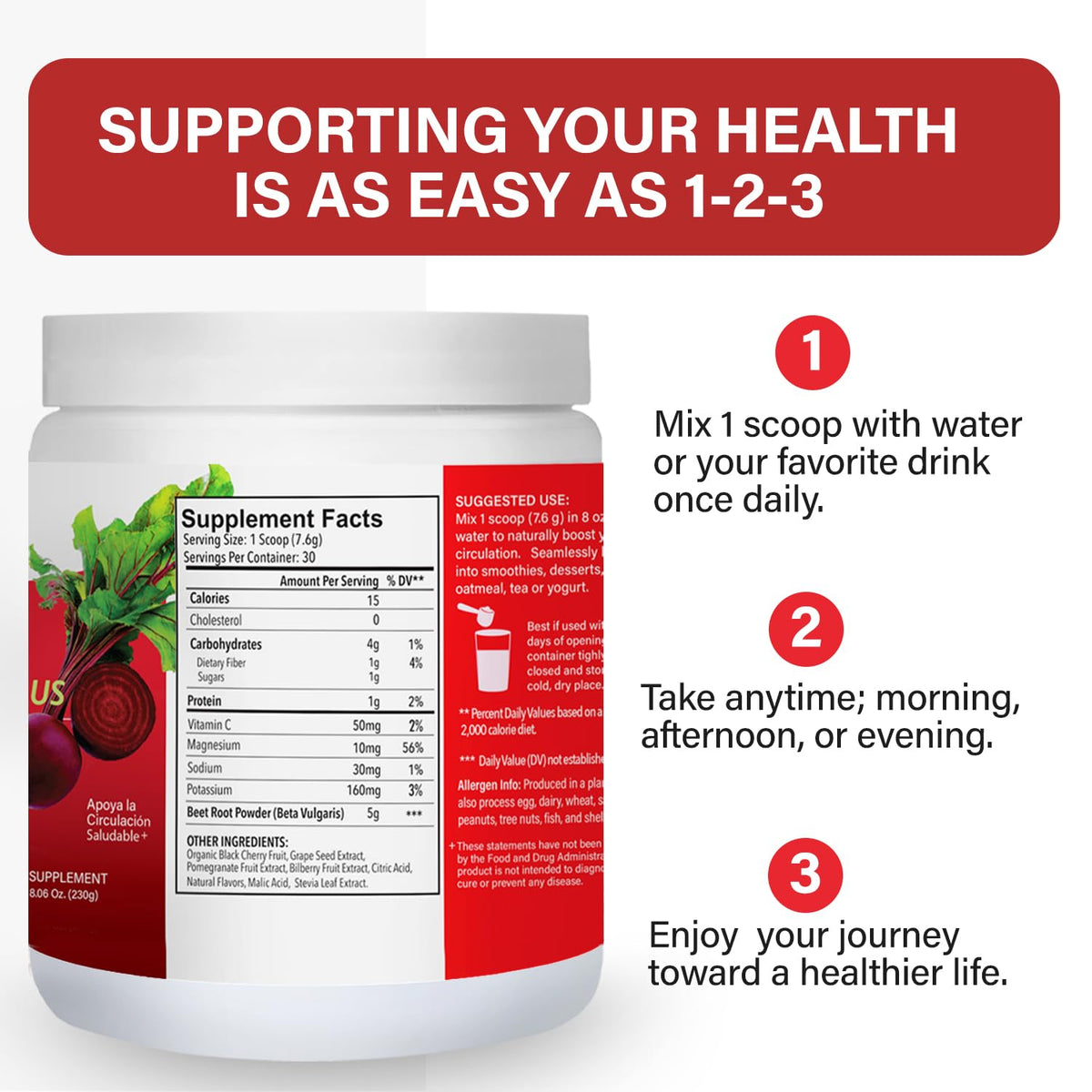 Kabooya Betabel Plus Circulacion Beet Powder - 8.06 Oz - image 5