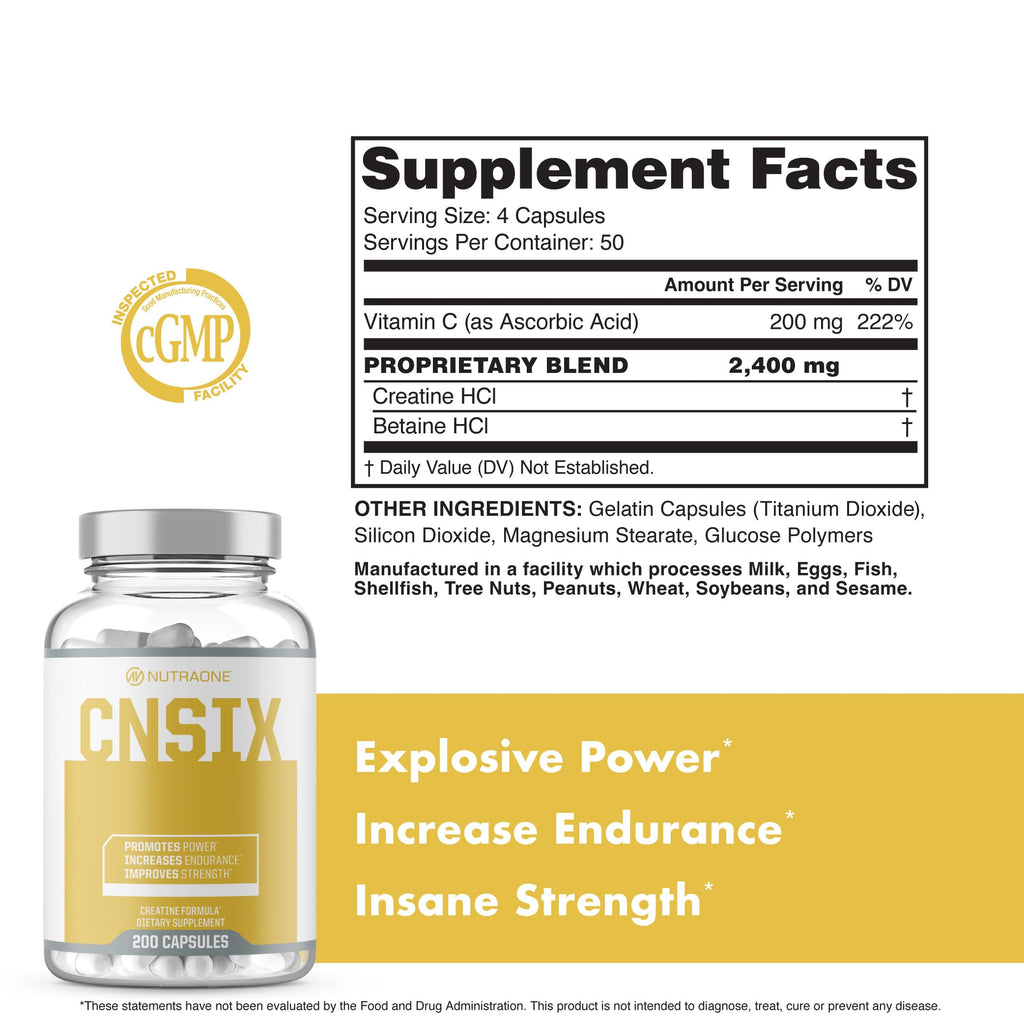 NutraOne CNSix Creatine HCL Capsules for Lean Muscle - 200 Capsules - image 5