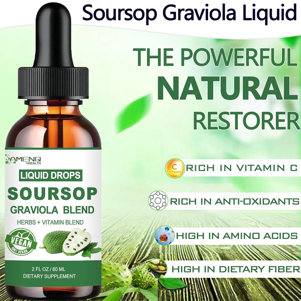 AMENQ hHEALTH Soursop Bitters Liquid Drops with Sea Moss - 2 Fl Oz - image 2