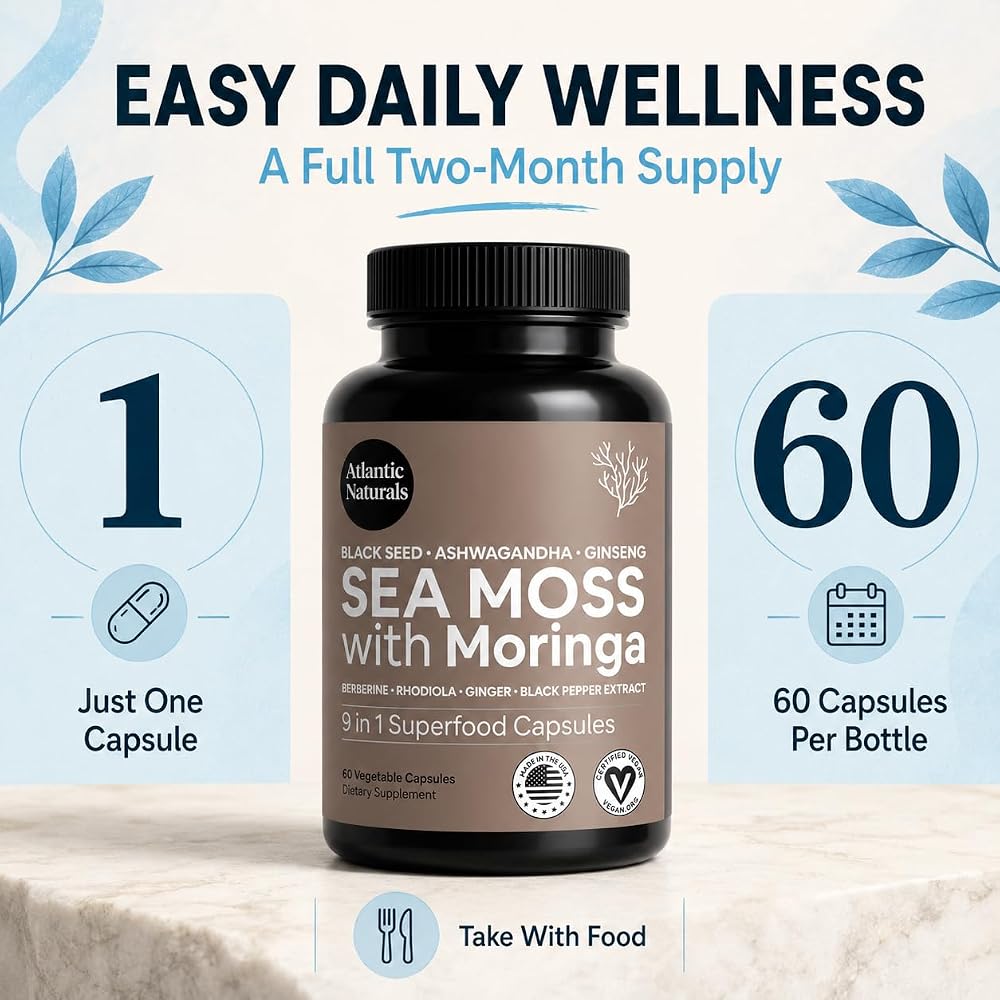 Atlantic Naturals Sea Moss Capsules with Ashwagandha & Ginger - 60 Softgels - image 5