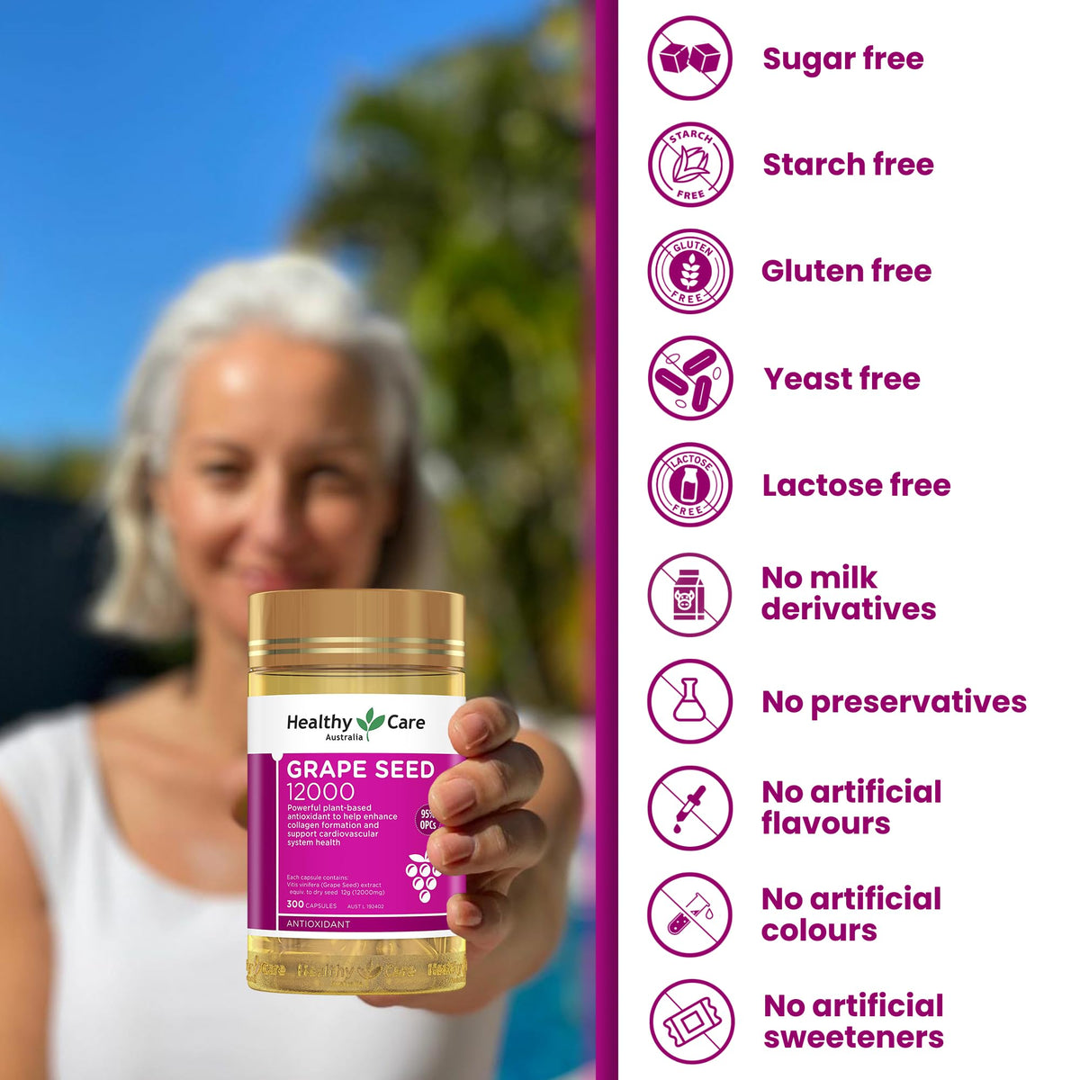 Healthy Care Grapeseed Extract 12000 - 300 Capsules - image 5