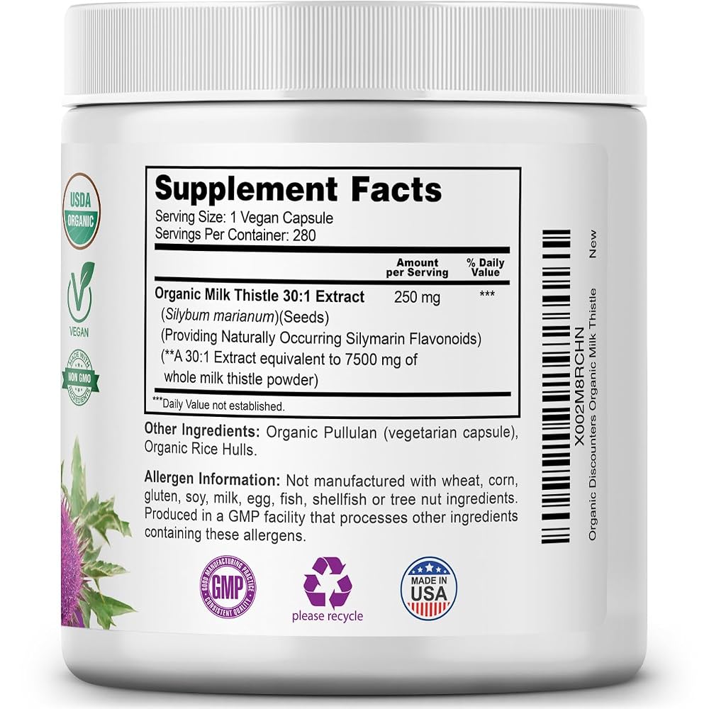 Organic Discounters Milk Thistle 30:1 Extract - 280 Capsules - image 6