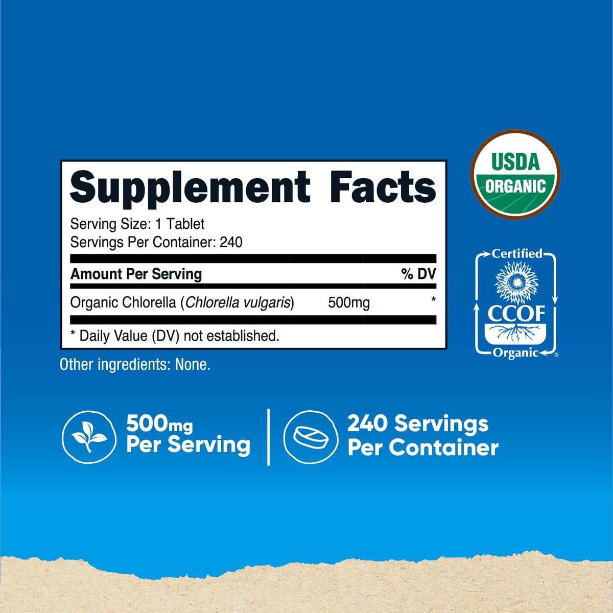 Nutricost Organic Chlorella 500mg - 240 Tablets - image 2