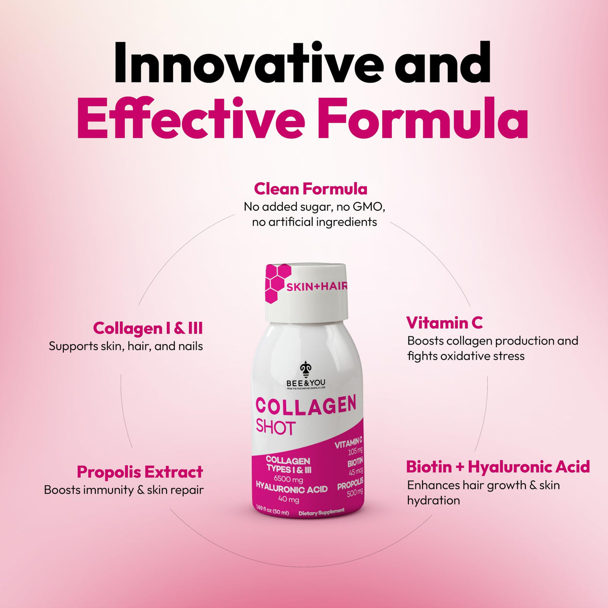 Bee and You Collagen Liquid Shot with Vitamin C and Biotin - 12 Pack - image 3