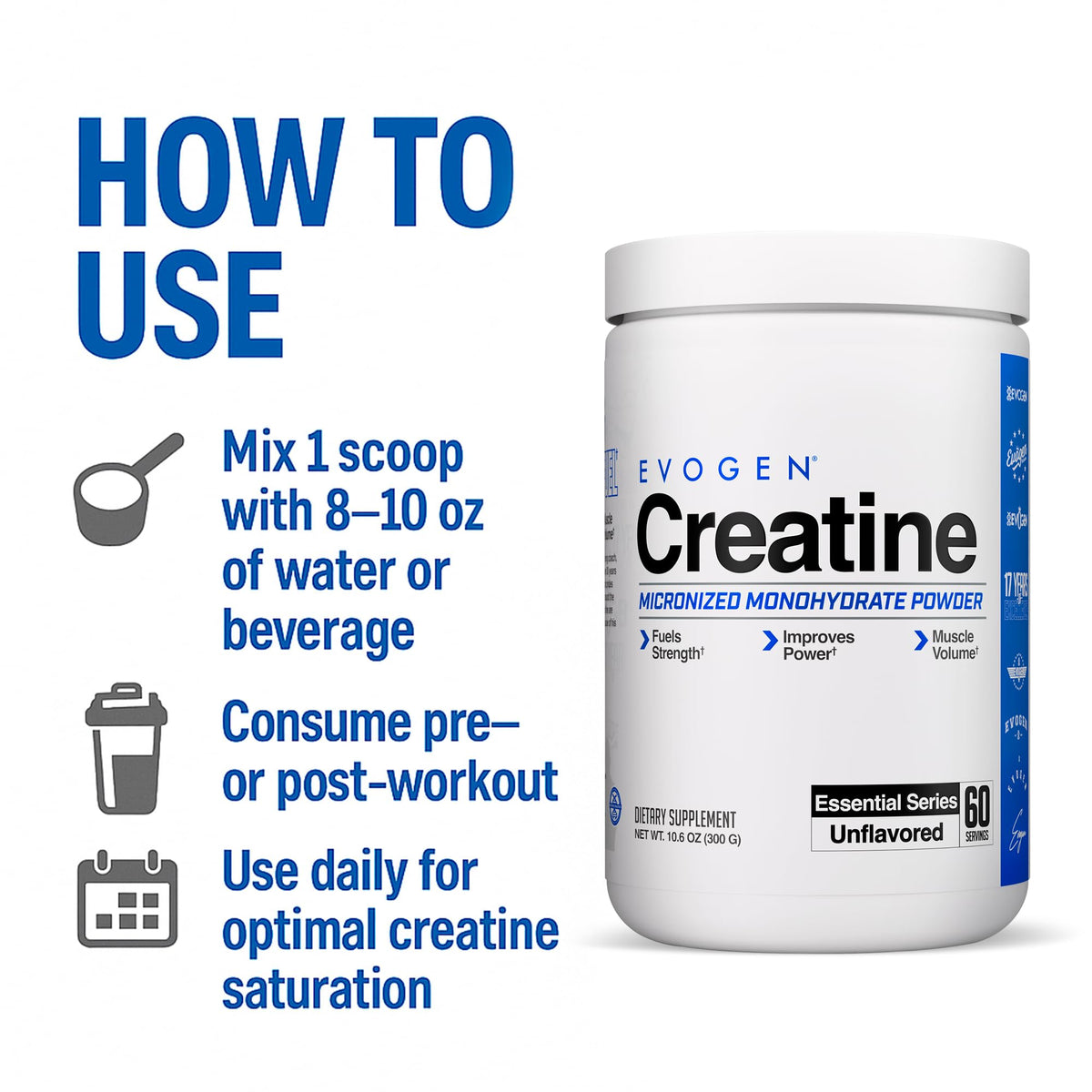 Evogen Creatine Monohydrate Powder Unflavored - 60 Servings - image 6