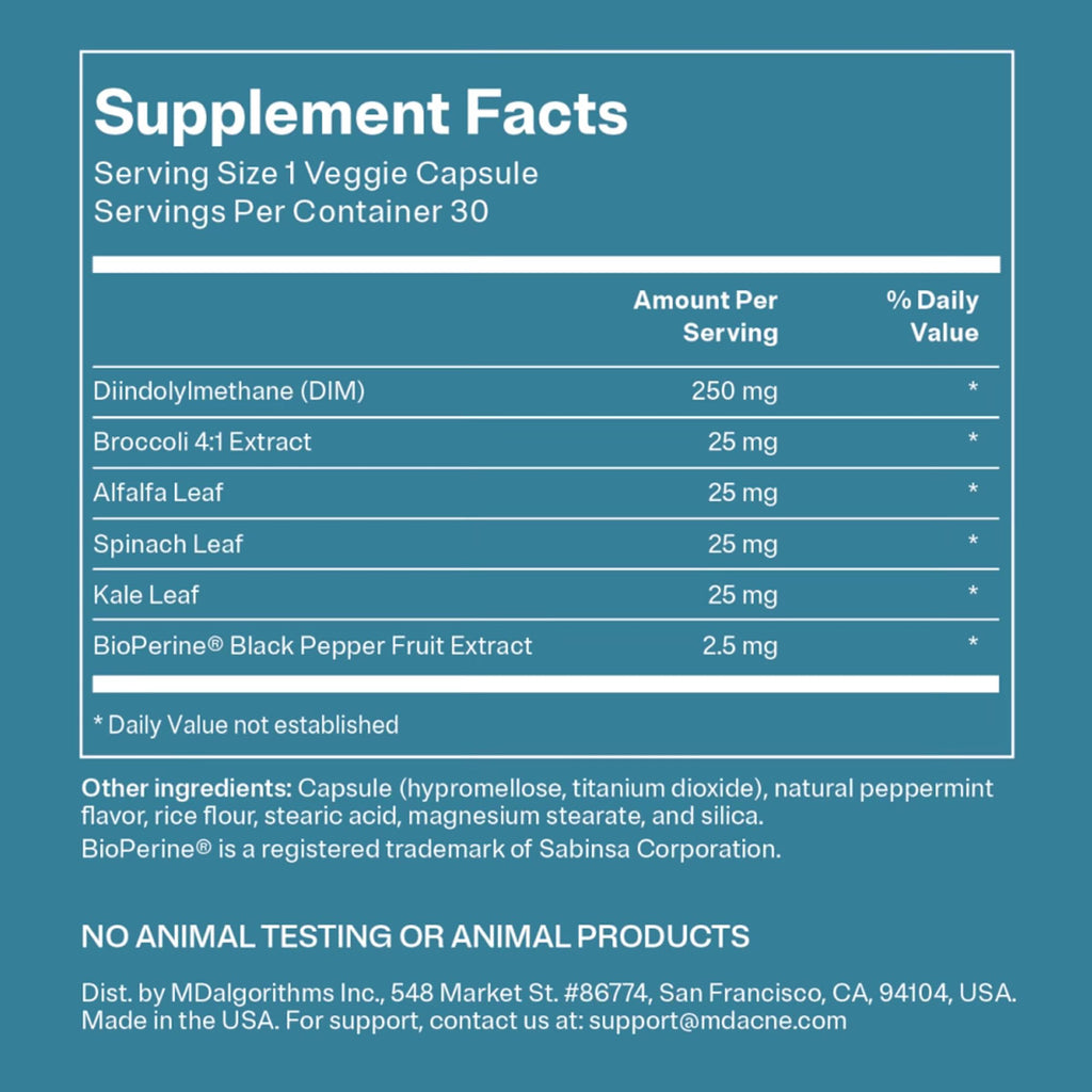 MDacne DIM Supplements for Hormonal Acne & Estrogen Balance - 30 Capsules - image 5
