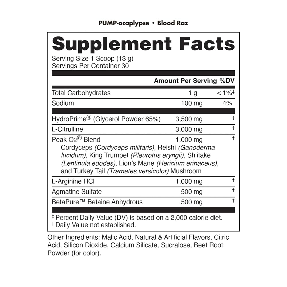 Bucked Up Pump-ocalypse Blood Raz Nitric Oxide Booster Powder - 13.8 oz - image 2