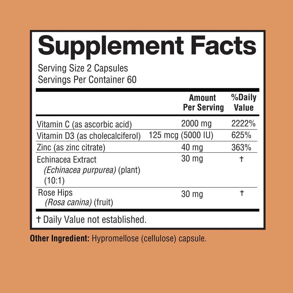 Happi Mi Nutrition Vitamin C 2000mg with Zinc & Vitamin D3 - 120 Capsules - image 3