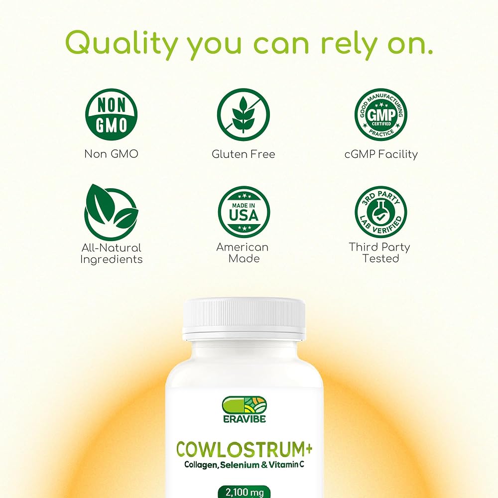 ERAVIBE Colostrum Supplement 4 in 1 with Collagen - 120 Vegan Capsules - image 5