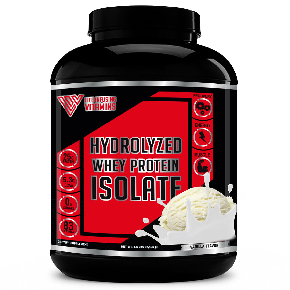 LIV Vitamins Hydrolyzed Whey Protein Isolate Vanilla - 5.5 lbs