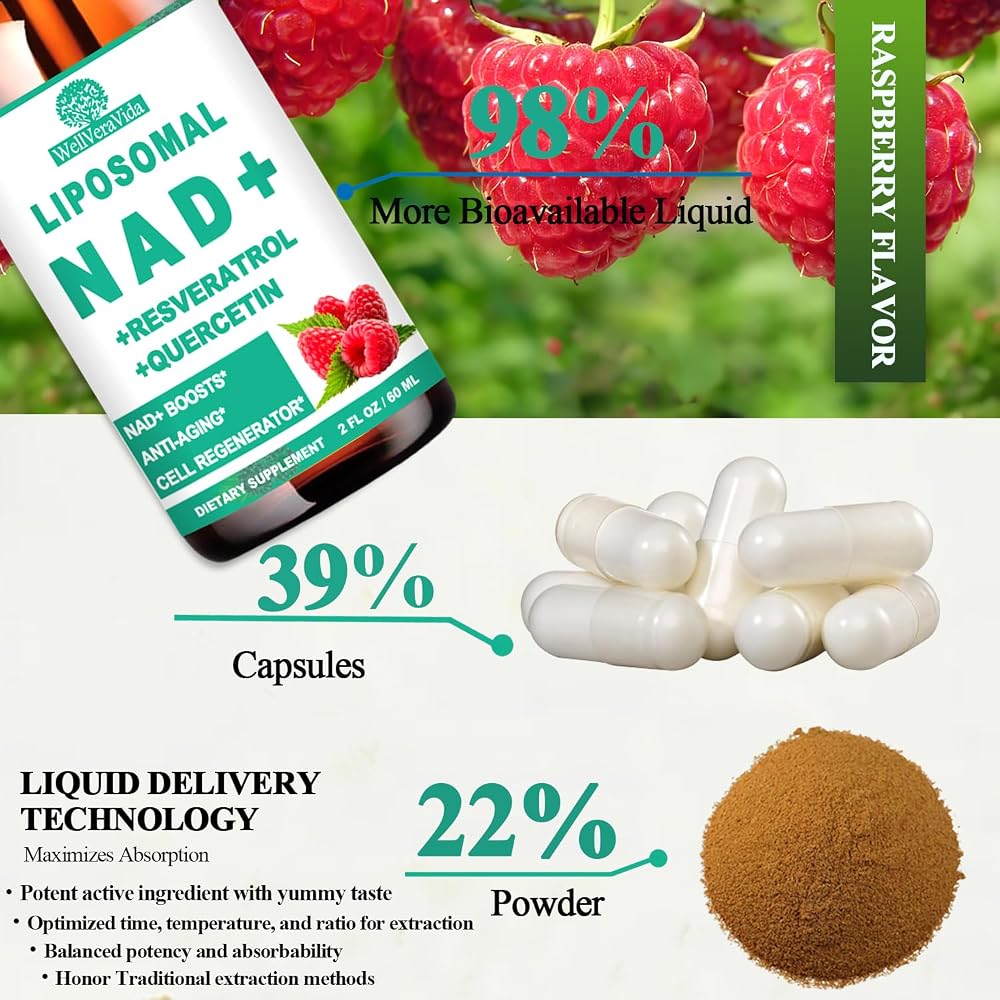WellVeraVida NAD+ Supplement Liposomal Liquid Drops - 2 Fl Oz - image 5
