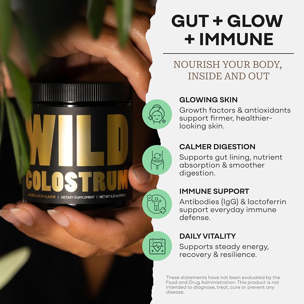 Wild Foods Colostrum Supplement Powder for Natural IgG Pure Whole