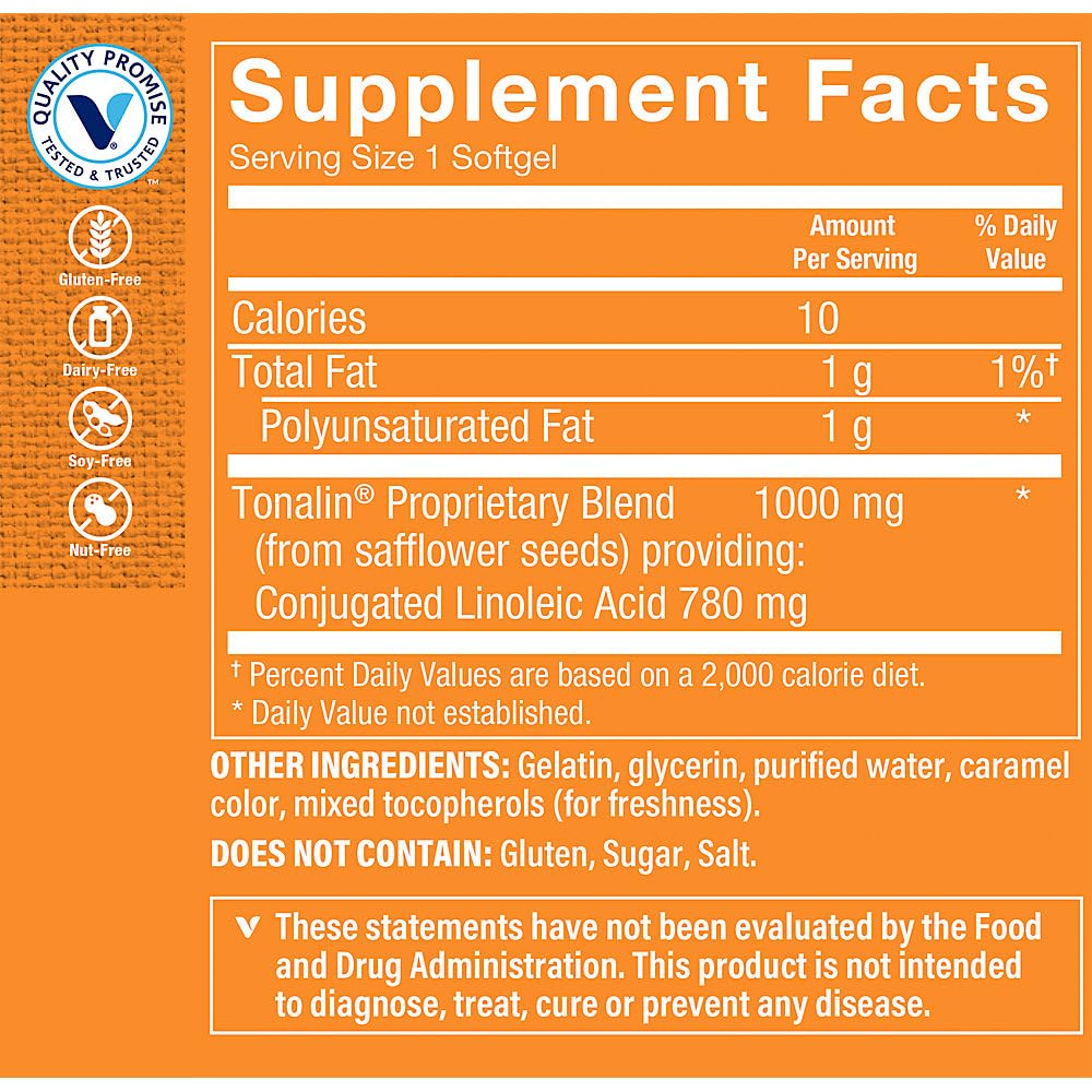 The Vitamin Shoppe Tonalin CLA 1000mg - 180 Softgels - image 2