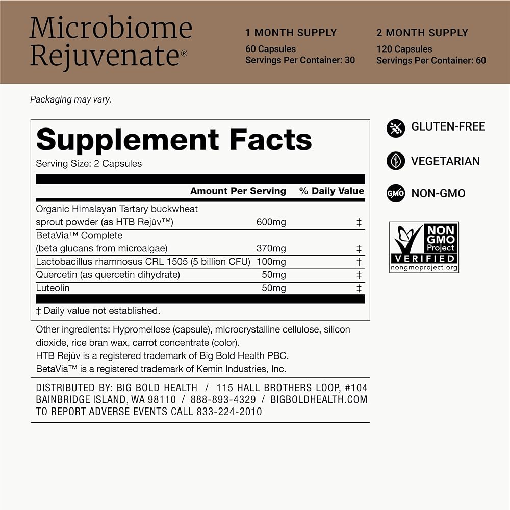 BIG BOLD HEALTH Microbiome Rejuvenate Prebiotic + Probiotic - 120 Capsules - image 6