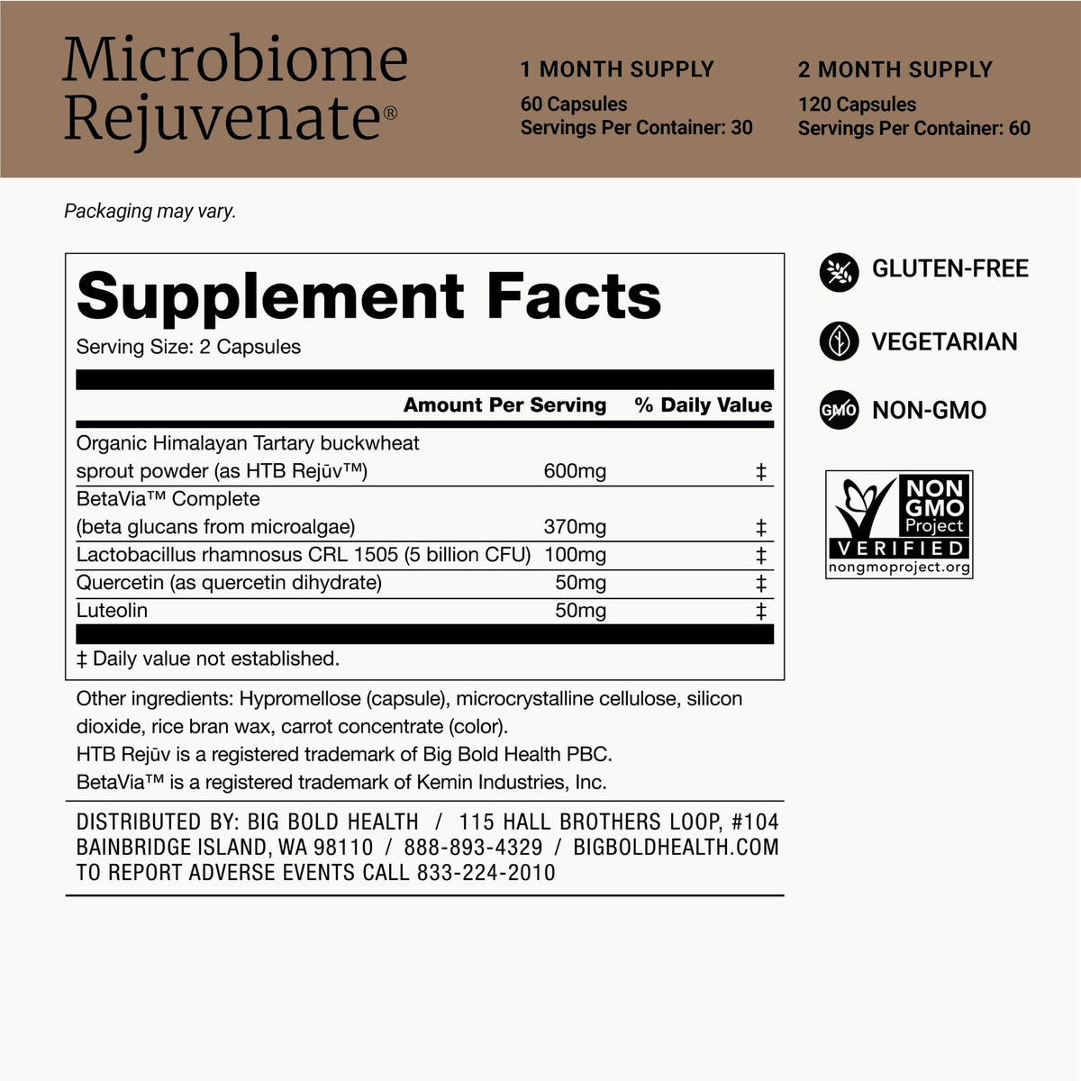 BIG BOLD HEALTH Microbiome Rejuvenate Prebiotic + Probiotic - 60 Capsules - image 8
