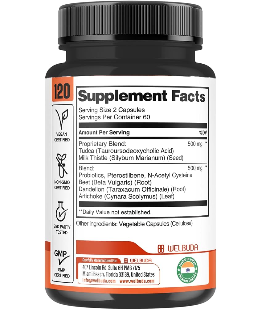 WELBUDA Tudca Supplement - 60 120 Capsules