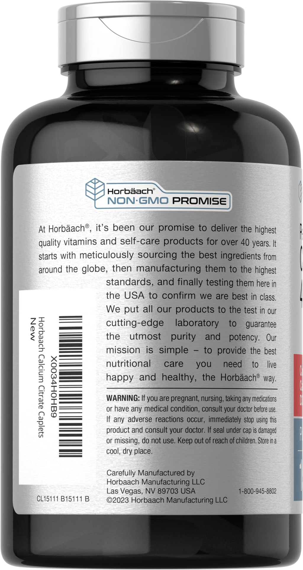 Horbäach Calcium Citrate 400mg with Vitamin D3 - 150 Caplets - image 3