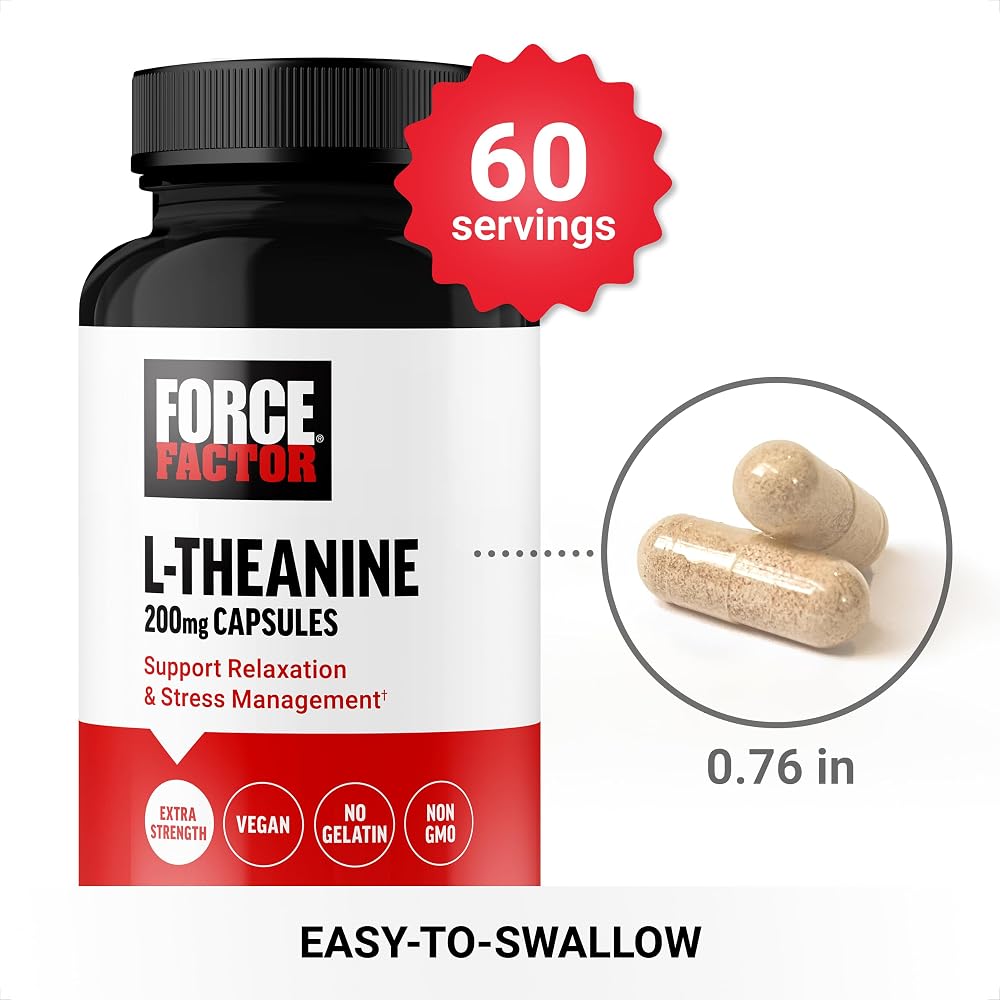 Force Factor L-Theanine 200mg Stress Relief - 60 Capsules - image 3