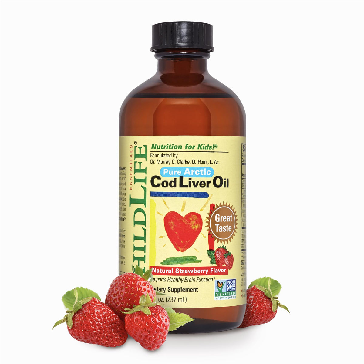 ChildLife Essentials Cod Liver Fish Oil for Kids, Strawberry - 8 fl oz