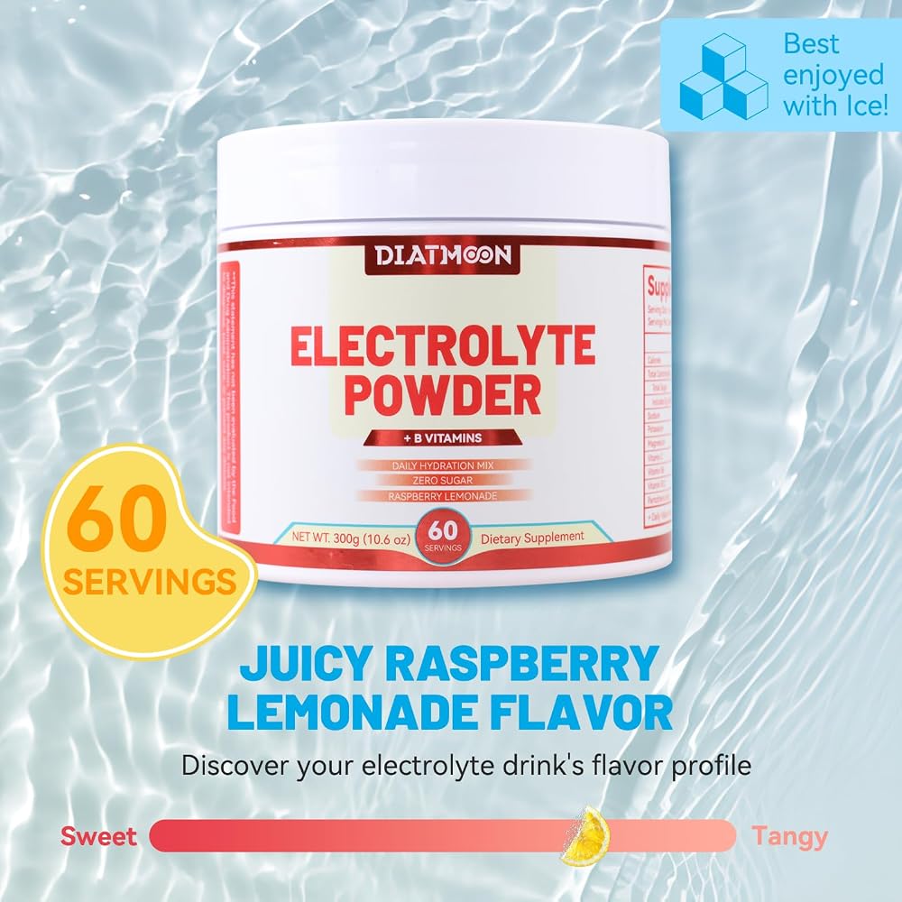 DIATMOON Electrolytes Powder No Sugar with B-Vitamins - 60 Servings - image 4