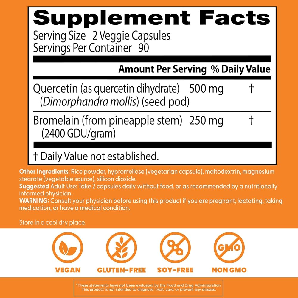 Doctor's Best Quercetin Bromelain Supplement - 180 Vegetarian Capsules - image 4