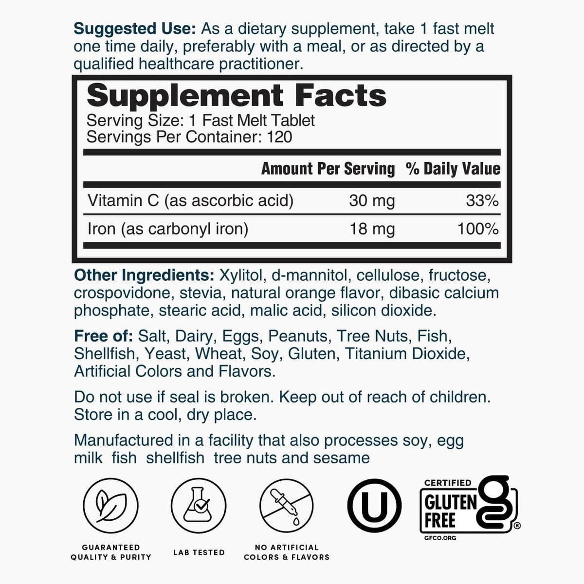 Nature's Lab Iron Plus Vitamin C Fast Melt Tablets - 120 Tablets - image 6