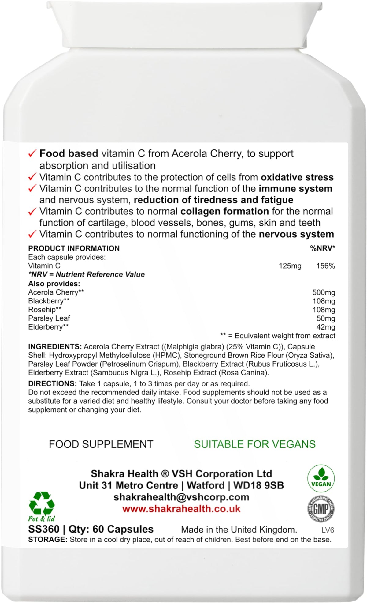 SH Shakra Health Natural Fruit & Herb Vitamin C - 1 Count - image 2
