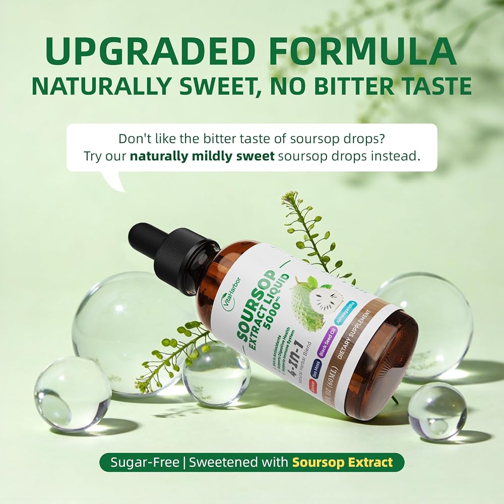 VitaHarbor 4-in-1 Soursop Bitters Liquid with Sea Moss & Black Seed Oil - image 5