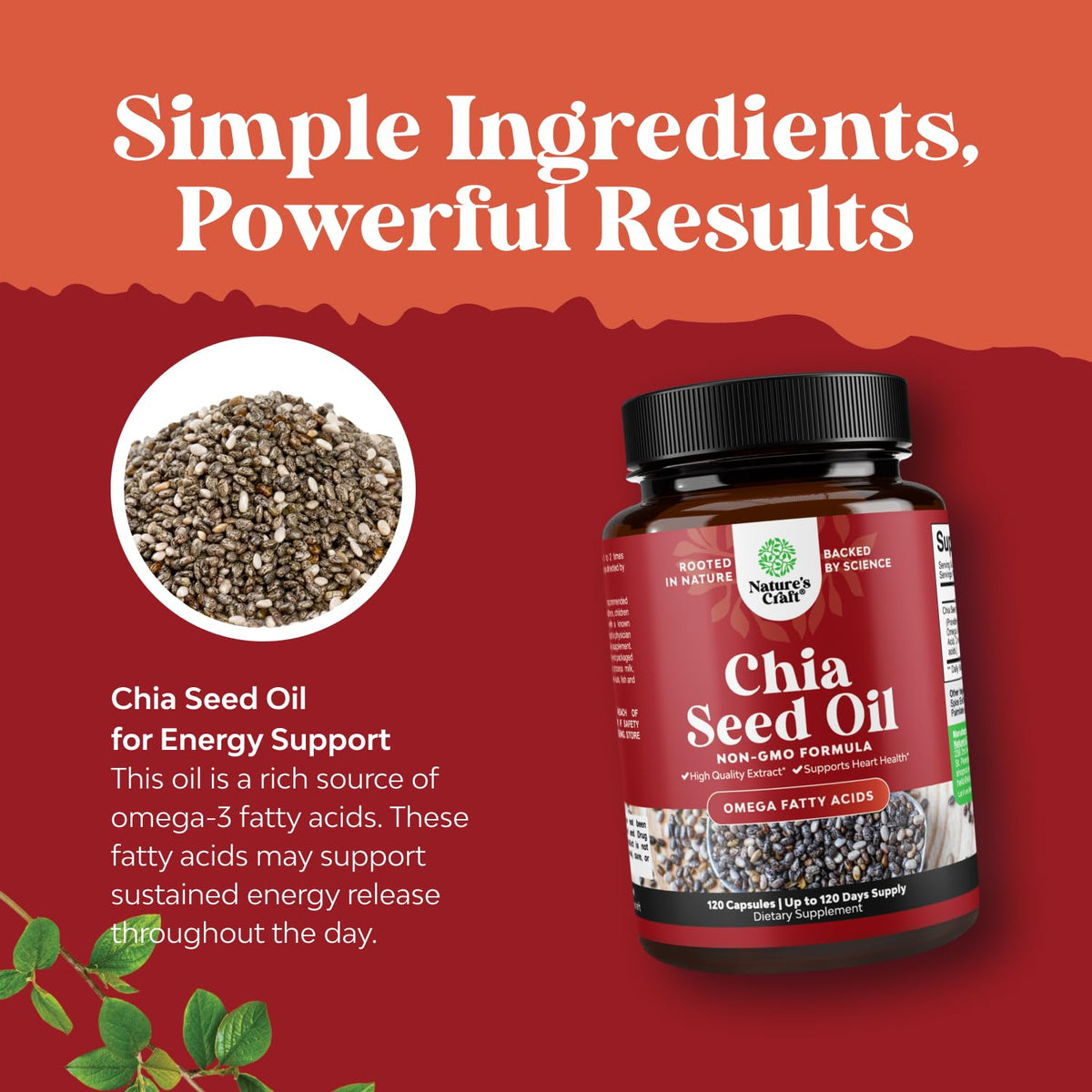Natures Craft Chia Seed Oil Extract Omega-3 Capsules - 120 Count - image 3