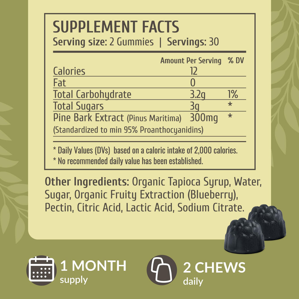HERBAMAMA Pine Bark Extract Gummies 300mg Antioxidant Support - 60 Gummies - image 3