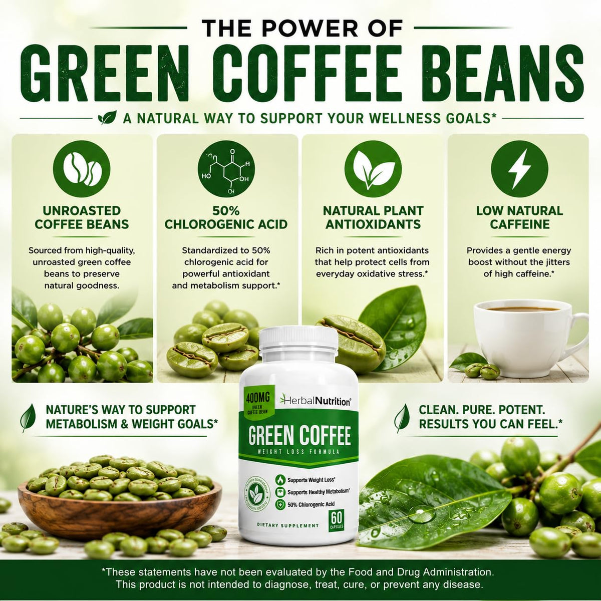 Herbal Nutrition Green Coffee Bean Extract 800mg - 60 Capsules - image 2