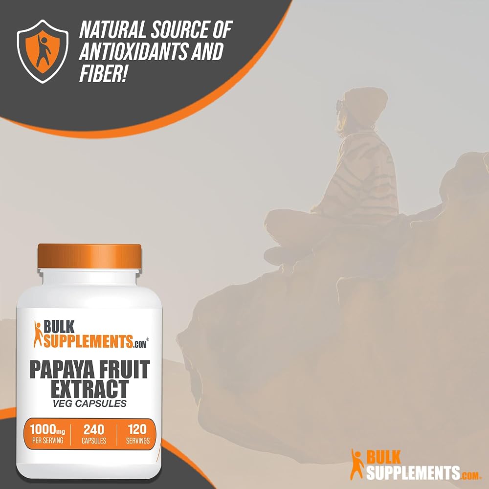 BulkSupplements Papaya Fruit Extract Capsules - 240 Count - image 4