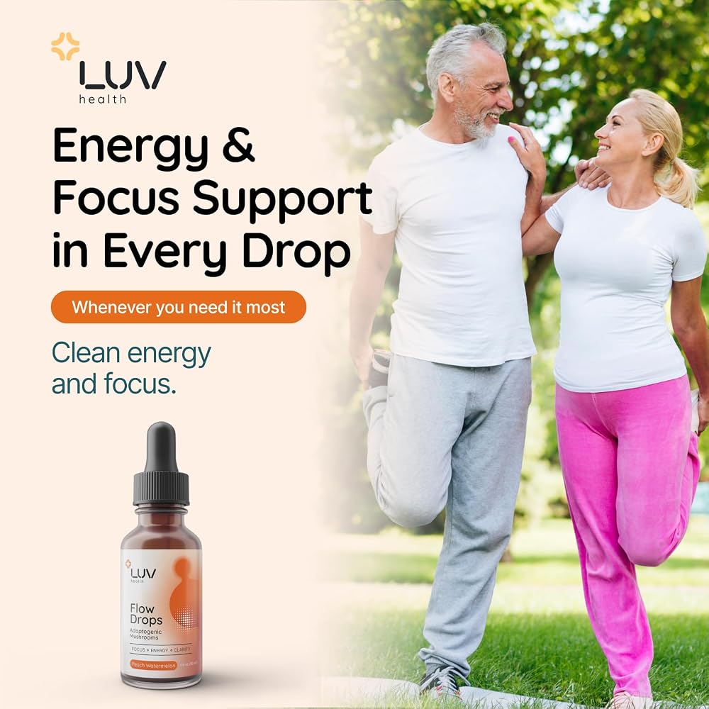 Flow Drops LUV Health Energy Supplement with Adaptogenic Mushrooms - 30 Servings - image 3