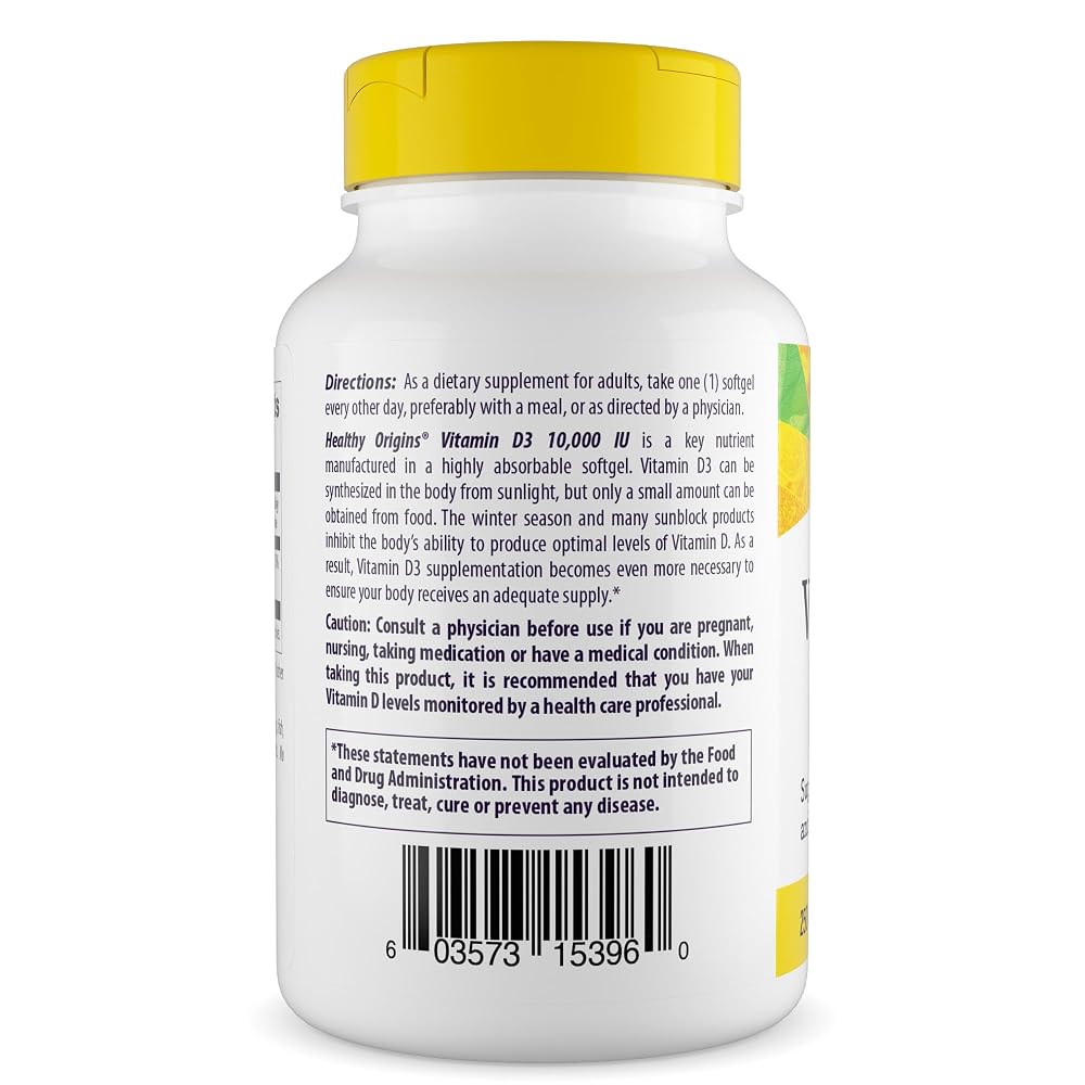 Healthy Origins Vitamin D3 10,000 IU - 120 Softgels - image 2