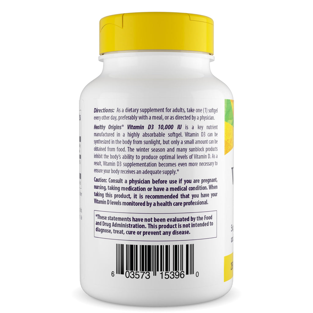 Healthy Origins Vitamin D3 10,000 IU - 120 Softgels - image 2