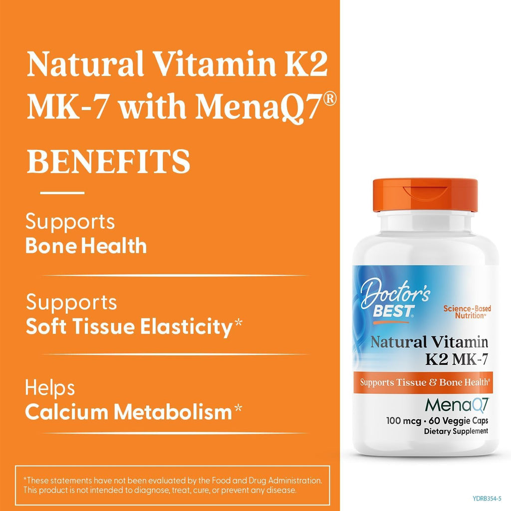 Doctor's BEST Vitamin K2 MK7 Supplement - 60 Vegetarian Capsules - image 2