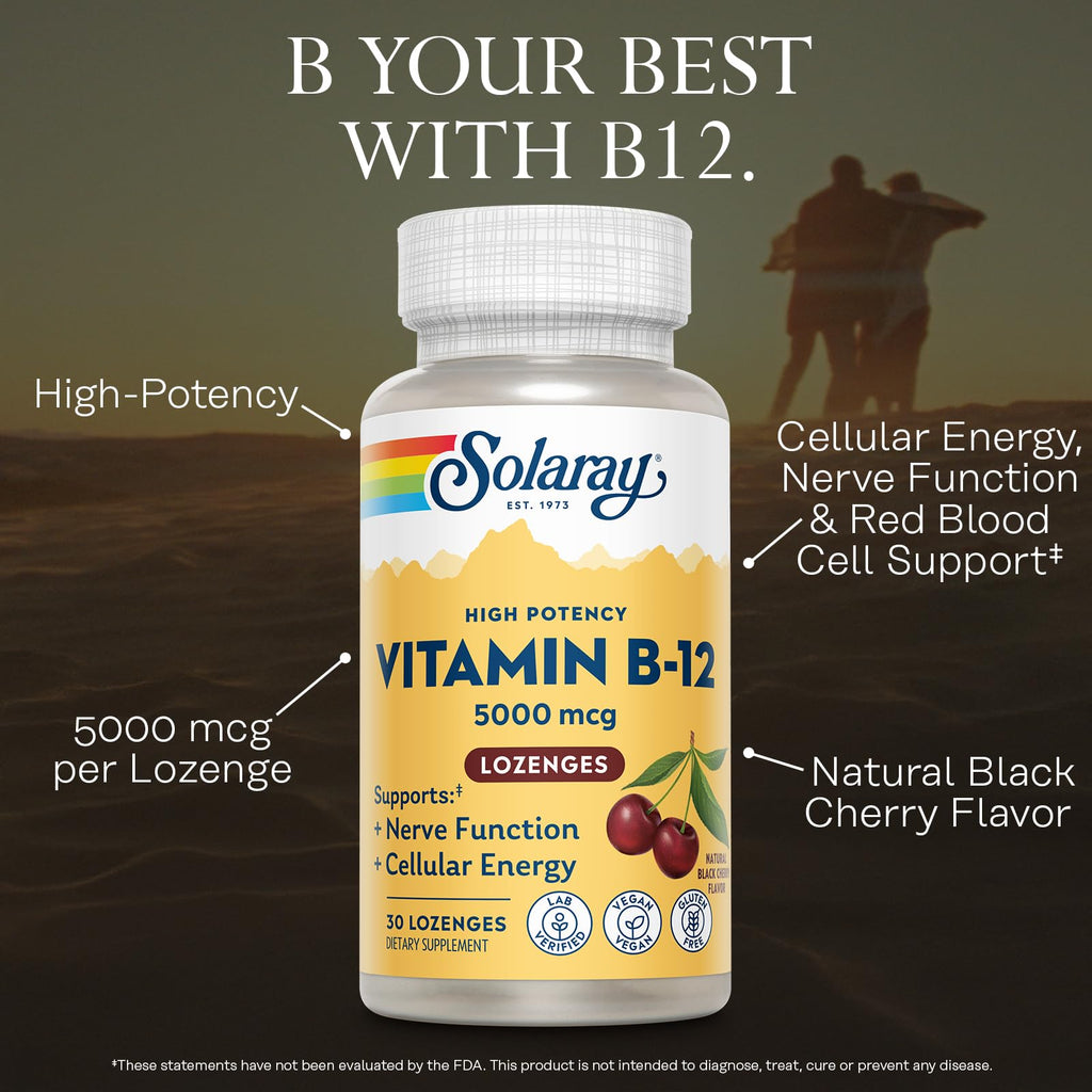 Solaray Vitamin B-12 5000mcg Lozenges for Energy Support - 30 Count - image 3