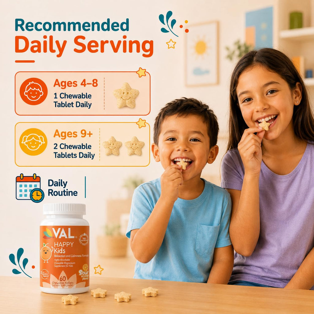 VAL Chewable Magnesium for Kids Relaxation and Calm Formula High