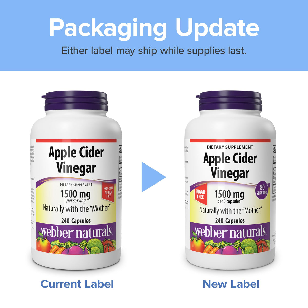 Webber Naturals Apple Cider Vinegar 1500mg - 240 Capsules - image 4