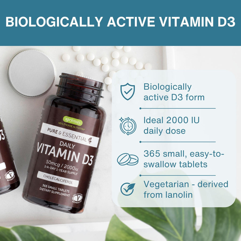 Igennus Daily Vitamin D3 2000 IU - 365 Tablets - image 2