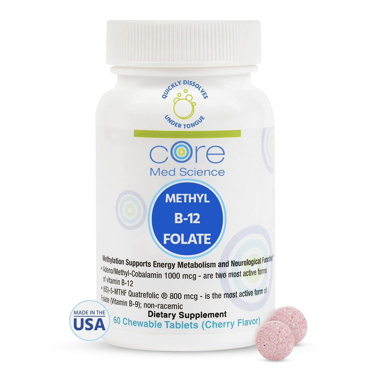 Core Med Science Methyl B12 Folate Supplement - 60 Lozenges