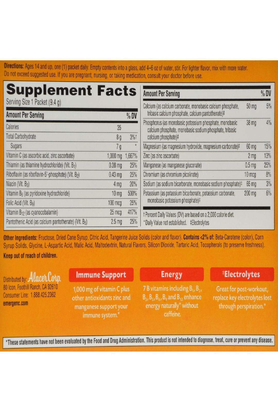 Alacer Emergen-C Tangerine Vitamin C Powder - 30 Packets - image 2