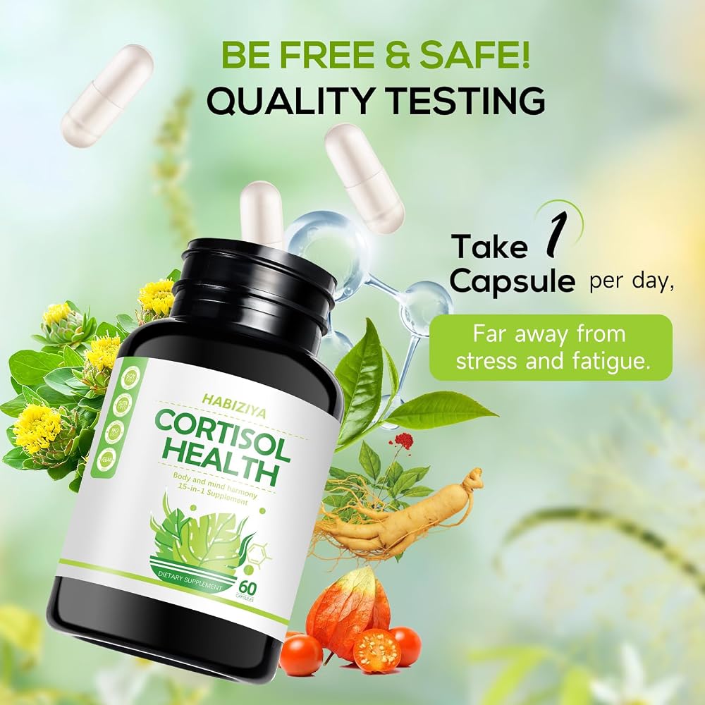 HABIZIYA Cortisol Support Supplement with Adaptogens - 60 Capsules - image 4