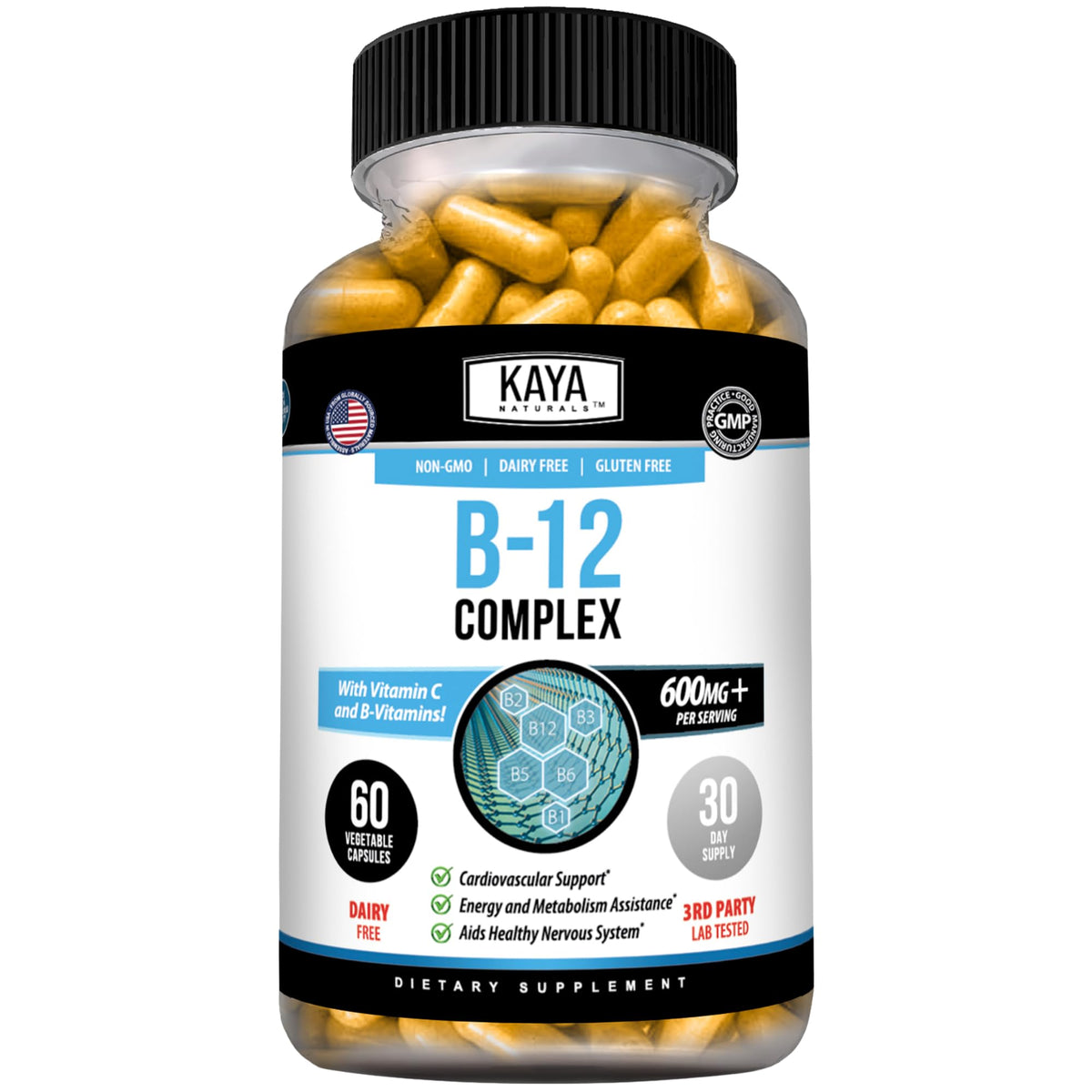 Kaya Naturals B-12 Complex - Multivitamin Supplement for Women & Men
