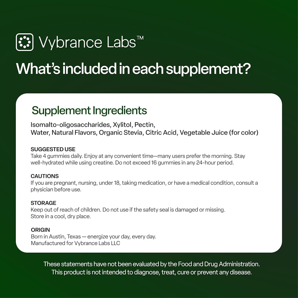 VYBRANCE LABS Creatine Monohydrate Gummies 5g - 120 Count - image 2